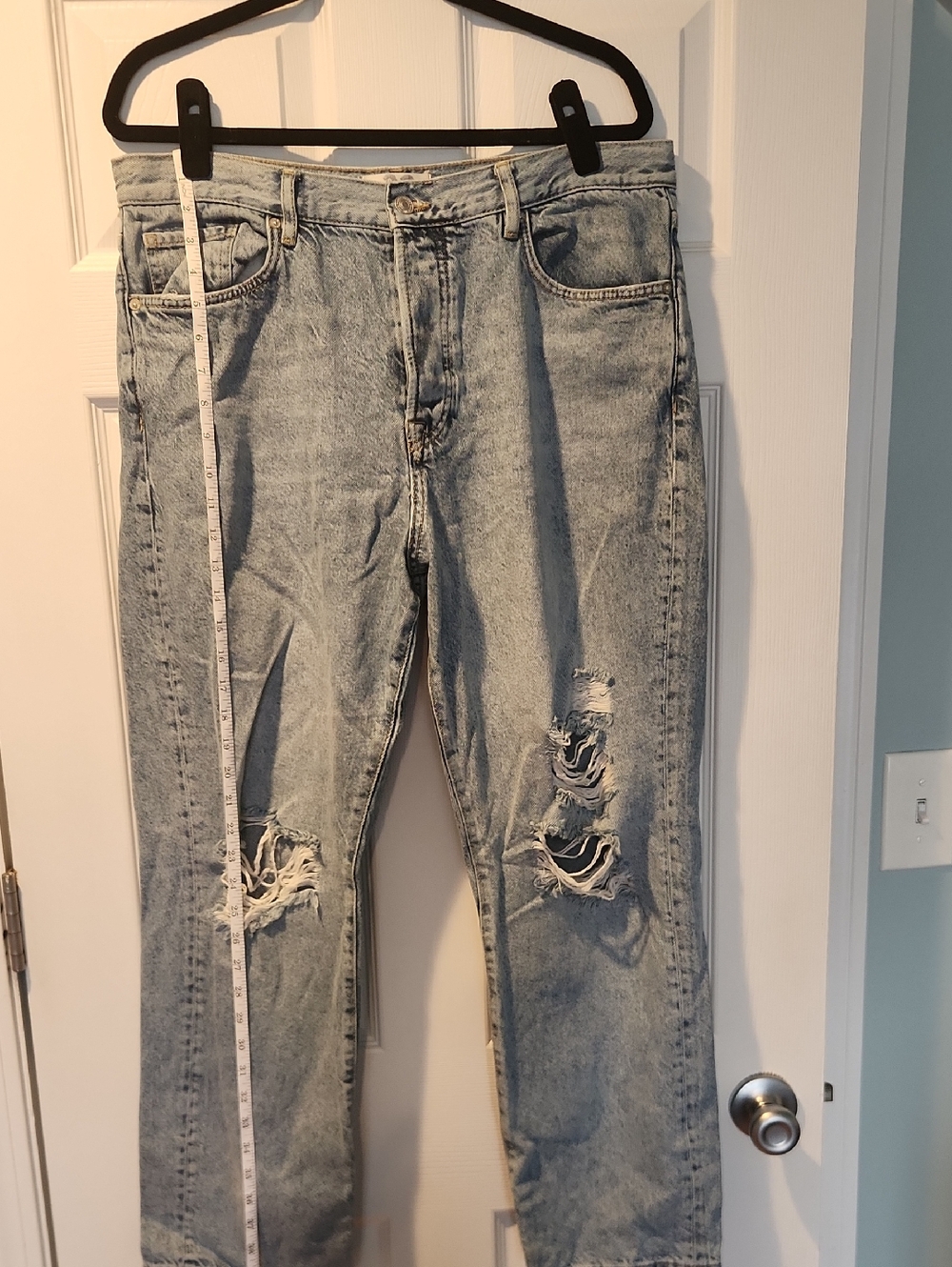 We The Free Light Wash Ripped Wide-Leg Jeans